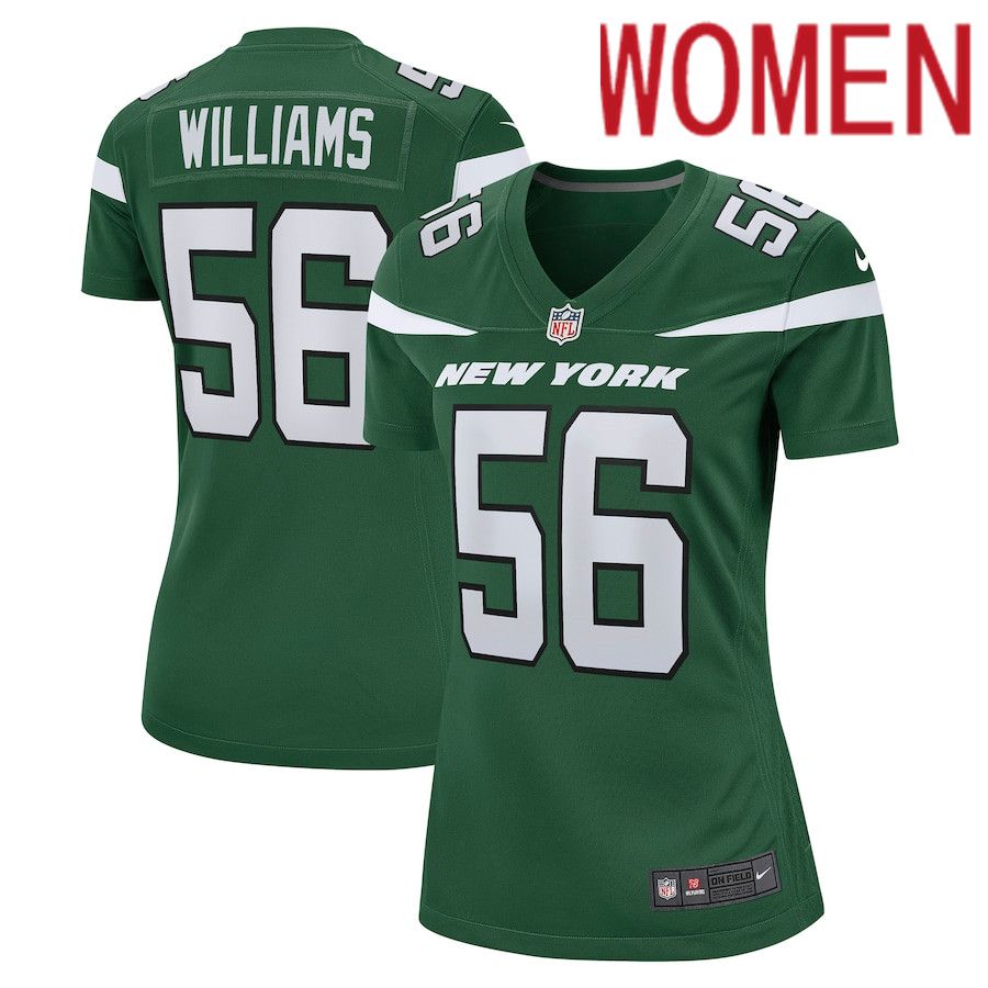 Women New York Jets 56 Quincy Williams Nike Gotham Green Game NFL Jersey